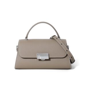 front of Epsom Leather Crossbody Bag with White Threads taupe