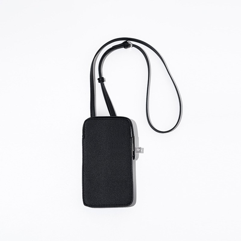 Epsom Leather Phone Crossbody Bag Black