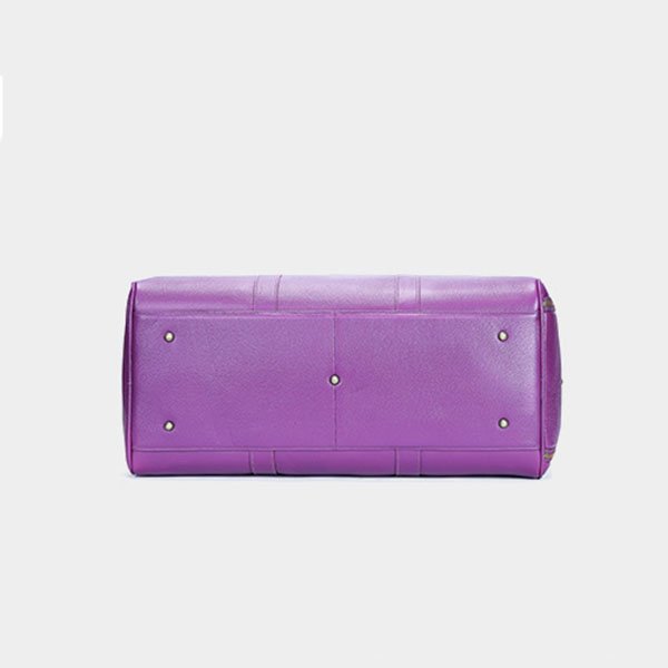 bottom of Extra Large Leather Duffle Bag with Shoe Compartment Purple