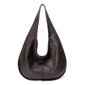 front of Full Grain Calfskin Extra Large Hobo Bag Chocolate