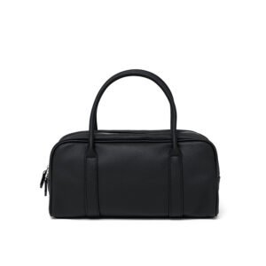 front of Full Grain Leather Bowling Bag Black