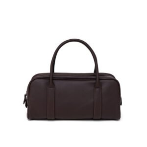 front of Full Grain Leather Bowling Bag Chocolate