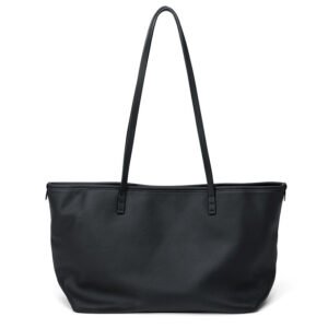 front of Full Grain Leather Large Tote Bag Black