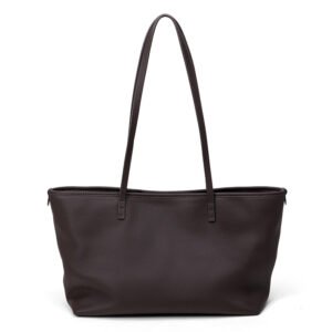 front of Full Grain Leather Large Tote Bag Brown