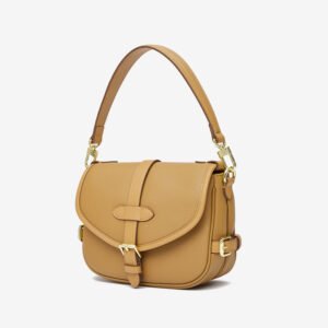 front of Full Grain Leather Saddle Bag Brown