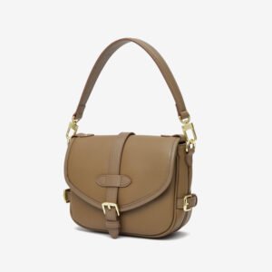 front of Full Grain Leather Saddle Bag Tan