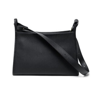 front of Full Grain Leather Shoulder Bag for A4 Documents Grey