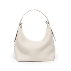 front of Full Grain Soft Leather Small Shoulder Bag White