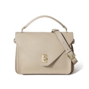 front of Togo Leather Top Handle Crossbody Bag Taupe