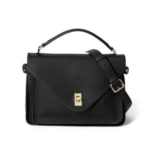 front of Togo Leather Top Handle Crossbody Bag Black