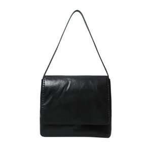 front of Vegetable Tanned Leather Shoulder Bag Black