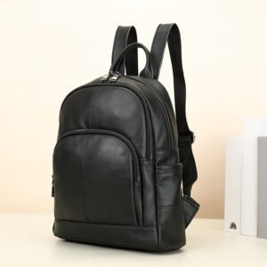 side of Black Leather Backpack for Women