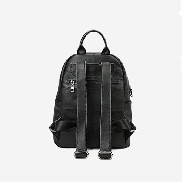 back of Black Leather Backpack for Women