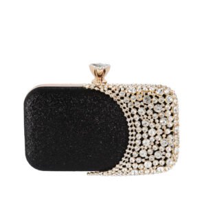 front of Crystal Shoe Clutch Black