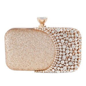 front of Crystal Shoe Clutch Gold