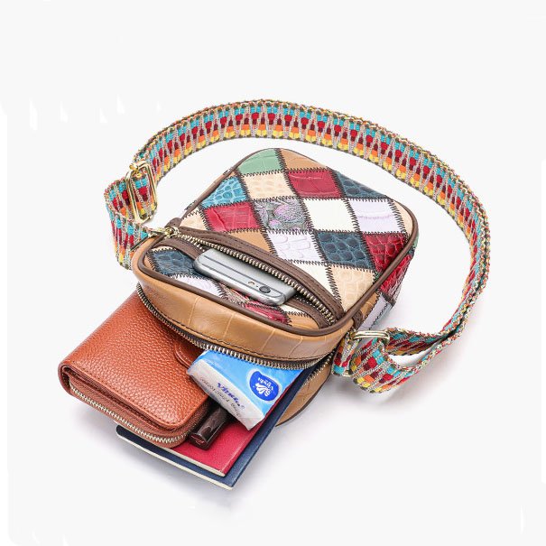 capacity of Jointed Leather Multi Color Crossbody Bag Red