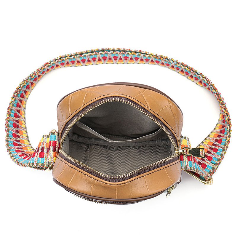 inside of Jointed Leather Multi Color Crossbody Bag Red