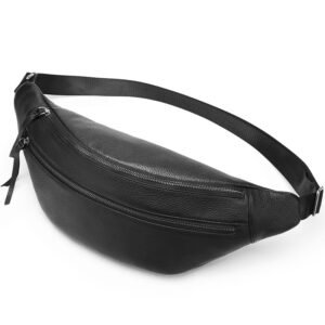 45 degree side of Pebble Leather Large Sling Bag Black