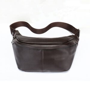 front of Soft Leather Large Sling Bag Brown