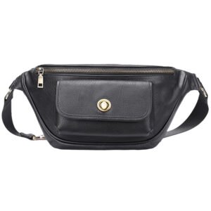 front of Top Grain Leather Crossbody Sling Bag with Turnlock