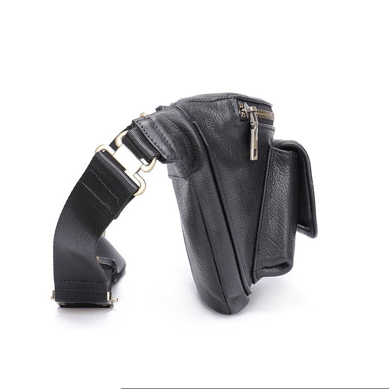 side of Top Grain Leather Crossbody Sling Bag with Turnlock